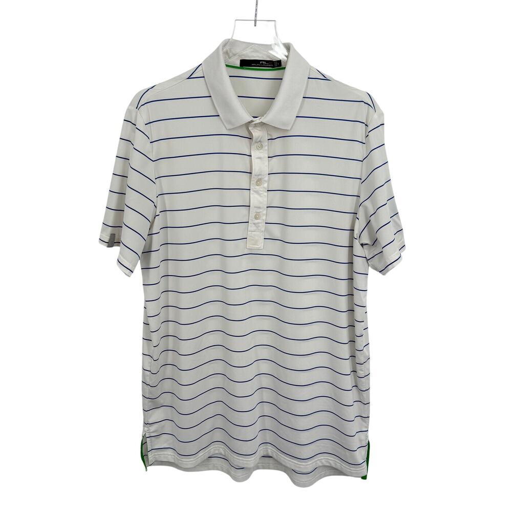 Ralph Lauren RLX polo shirt men's L Los Altos Golf and Country Club stripe blue